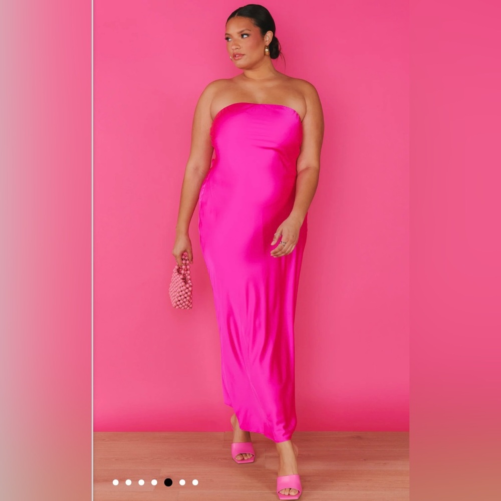 Taylor Tube Dress Hot Pink Luxe Satin Show Me Your MuMu size XXL